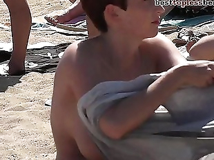 Huge hot boobs Topless on the Beach - 2 min